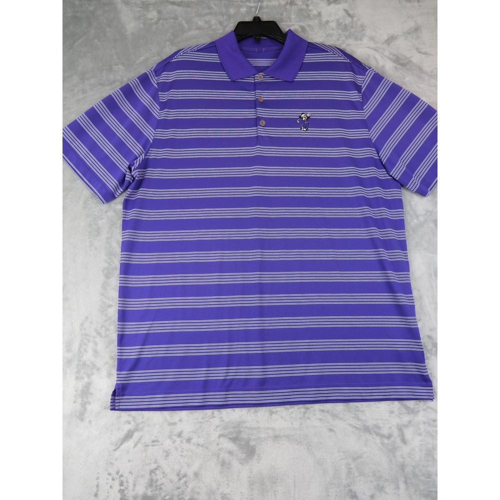 Nike Disney Parks Mickey‎ Golfer Polo Shirt Mens XL Purple Stripe Dri-FIT Golf